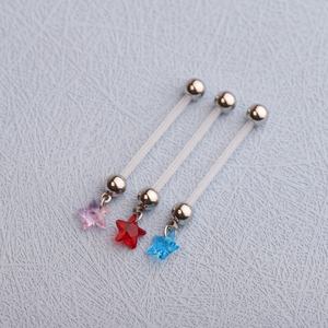 Confortable Dangle Coeur Étoile CZ Gemmes Ventre Anneau Long Clair UV Barbell <span class=keywords><strong>Nombril</strong></span> <span class=keywords><strong>Piercing</strong></span> Bijoux <span class=keywords><strong>pour</strong></span> Femmes Enceintes - Product Image 4
