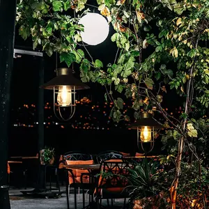 야외 방수 매달려 랜턴 레트로 따뜻한 화이트 라이트 에디슨 전구 텅스텐 Led 램프 파티오 잔디 장식 정원 태양 빛