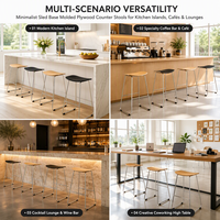 Tabouret de bar commercial moderne en bois massif avec base en métal argenté pour restaurant, café, hôtel - Vente en gros