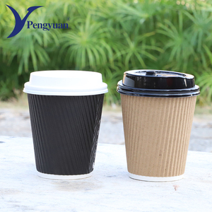 Factory Direct Disposable Thickened Black Card Corrugated Paper Cup Set PE Coated For Hot/Cold Milk Tea Soybean Coffee For Food