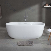 Moderne 67 ''1700mm Ovale Blanc Noir Personnalisé Isolé Portable Adulte Douche Coin Autoportant Acrylique Salle De Bains Trempage Baignoire
