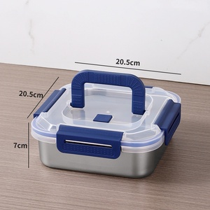 Contenitore per <span class=keywords><strong>Pranzo</strong></span> 2-in-1 in <span class=keywords><strong>Acciaio</strong></span> Inox con Supporto per Telefono, Portatile, Ermetico, 1600/1800ml, Scatola Quadrata - Product Image 1