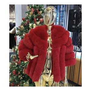 RXFurs pellicciaio stile Vintage pelliccia di lusso da donna capospalla taglie forti cappotti per signore vera pelliccia di volpe cappotto invernale - Product Image 5
