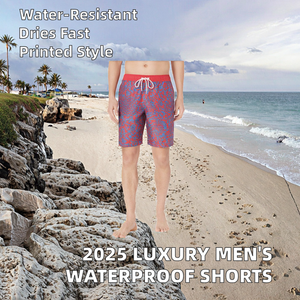 Shorts de bain pour hommes 2025, personnalisés, imperméables, à séchage rapide, respirants, taille mi-haute, style urbain, sport, plage, avec cordon de serrage en dentelle - Product Image 2