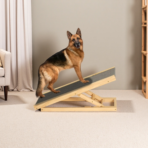 Adjustable Folded Solid Wooden <b>Dog</b> <b>Ramp</b> with Non-slip Carpet Portable Pet Stairs <b>for</b> Cats Car Ladder Animal Pattern - Product Image 2