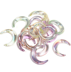 Diseño innovador, cuentas acrílicas luminosas, color ultravioleta, galvanoplastia, Luna, Agujero vertical, bolígrafo, accesorios, media luna - Product Image 5