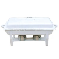 Chauffe-plat rectangulaire pliable blanc 9L pour buffet d'hôtel, mariage et restauration de petite entreprise, idéal pour garder les soupes au chaud