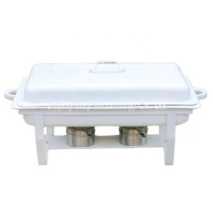 Chauffe-plat rectangulaire pliable blanc 9L pour buffet d'hôtel, mariage et restauration de petite entreprise, idéal pour garder les soupes au chaud - Product Image 4