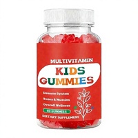 Bonbons gélifiés multivitaminés oméga OEM pour enfants, favorisant le développement cérébral, le soutien immunitaire et l'énergie, saveur fraise, végétaliens, aliments naturels