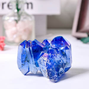 High Quality Aura Blue Crystal Cluster Iridescent Aura <b>Quartz</b> Raw Cluster Healing <b>Stone</b> for Home Decoration Bulk Supply Custom - Product Image 3