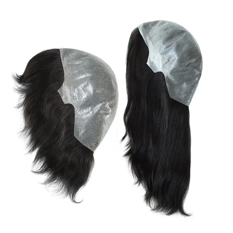 Stock Virgin Remy Echthaar unsichtbarer Haaransatz medizinische Perücke volle Poly dünne Haut Perücken für Alopezie Haarausfall Patienten