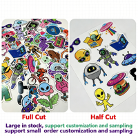 60 autocollants personnalisés en forme de dessin animé extraterrestre et OVNI, en PVC découpé, imperméables, pour ordinateur portable, bagages, trottinette, scrapbooking, cadeau