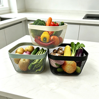 Panier de rangement carré en métal maillé, panier organisateur multicolore en fil métallique pour cuisine, salle de bain, garde-manger, fruits et collations