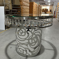 Table de gâteau en cristal d'acier inoxydable de modèle de Rose de vente directe d'usine pour la décoration de noce