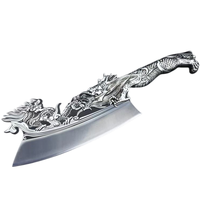 Couteau de cuisine tout acier 14 pouces Butcher Yuan Silver Dragon 2023, en acier inoxydable épaissi, durable, pour couper les os