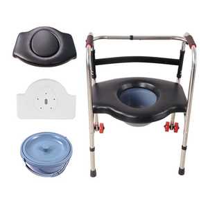 Andador con Asiento y Silla Inodoro, Altura Ajustable, Aleación de Aluminio y Acero Inoxidable, Para Uso Interior y Exterior - Product Image 1