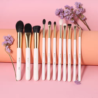 Kuas kecantikan untuk rias wajah kualitas tinggi rambut kambing sintetis set kuas rias Emas/putih kuas foundation bedak