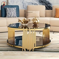 Leichter, luxuriöser, beweglicher Couchtisch aus Edelstahl im italienischen Stil, Wohnzimmer-Beistelltisch, Studio-Sofa-Beistelltisch, goldener Glas-Teetisch