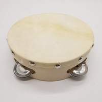 Hand Held Tambourine Drum Bell Wooden Metal Jingles Percussion Instruments Educational Toy for Children Perform