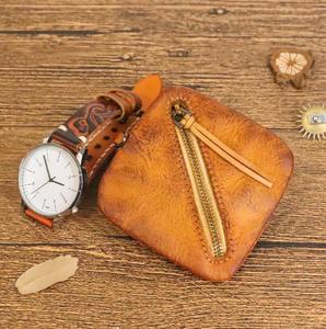 Stylish Custom Leather Coin Zipper Pouch Case Baffalo <b>Small</b> Mini Triangle Pyramid Square Trapezoid Fashion Tied <b>Purse</b> - Product Image 4