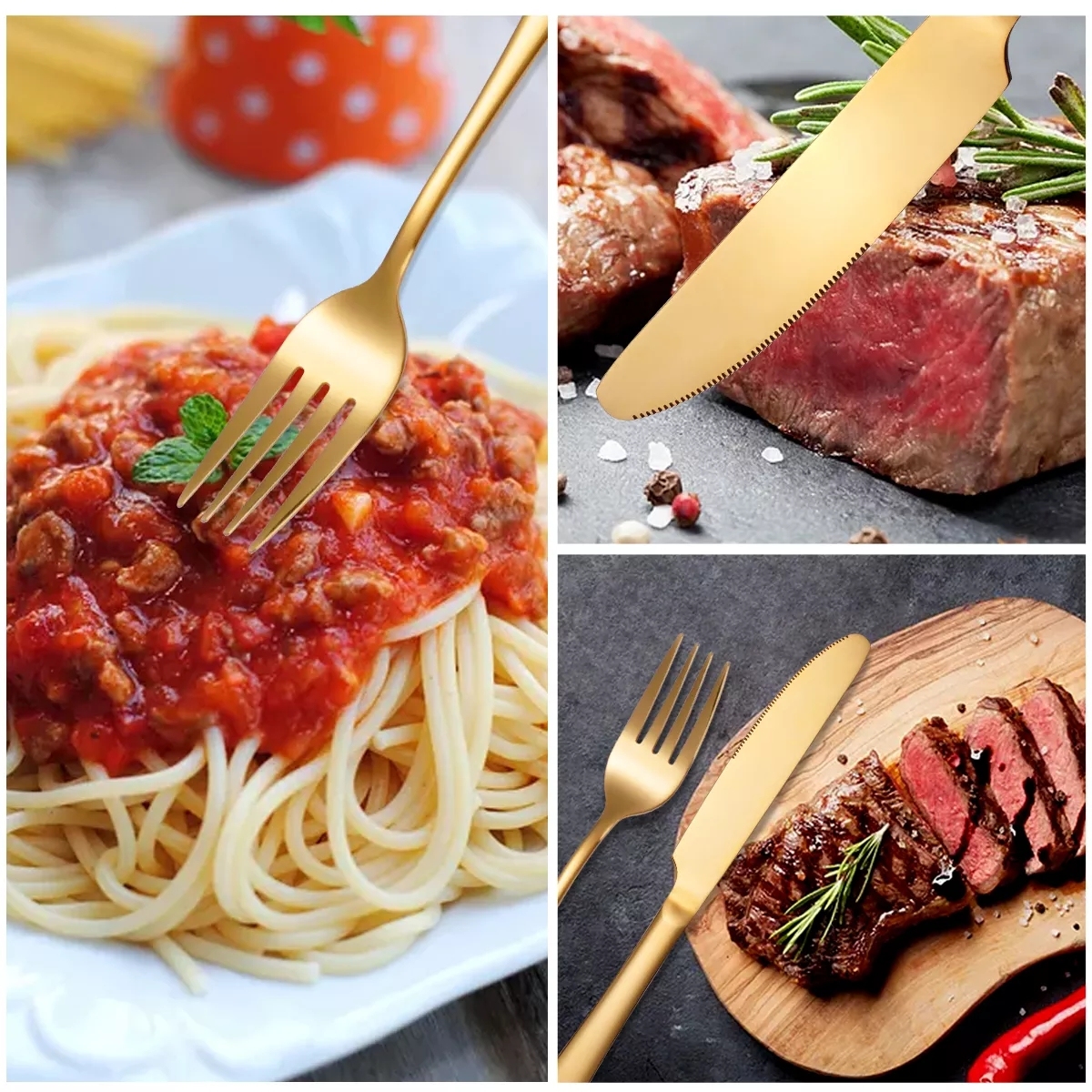 Fine Matte Dinner Modern Gold Cutlery Set Food Grade Stainless Steel Knife Spoon and Fork Set · image 6