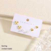 Bijoux pour femmes de haute qualité, simples et tendance, plaqués or 18 carats, acier inoxydable, boucles d'oreilles en forme de papillon et de cœur avec zircon