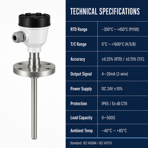 Sensor de Temperatura Integrado TM20 4-20mA RTD Termopar 200 a 1600°C para Planta Química IP65 - Product Image 4