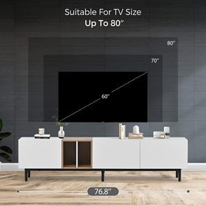 <span class=keywords><strong>Meuble</strong></span> <span class=keywords><strong>TV</strong></span> à panneaux avec pieds en métal robustes Support <span class=keywords><strong>TV</strong></span> multifonctionnel de grande capacité Casier de sol de salon en usine - Product Image 6