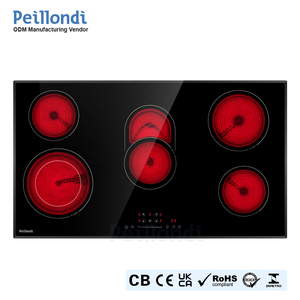 Placa de Cocción Vitrocerámica Integrada de 90 cm, 8400 W, Borde Biselado en 4 Lados, 5 Quemadores, Control Deslizante, Placa de Cocción Infrarroja con Zona Ovalada, CE CB UKCA RoHS - Product Image 1