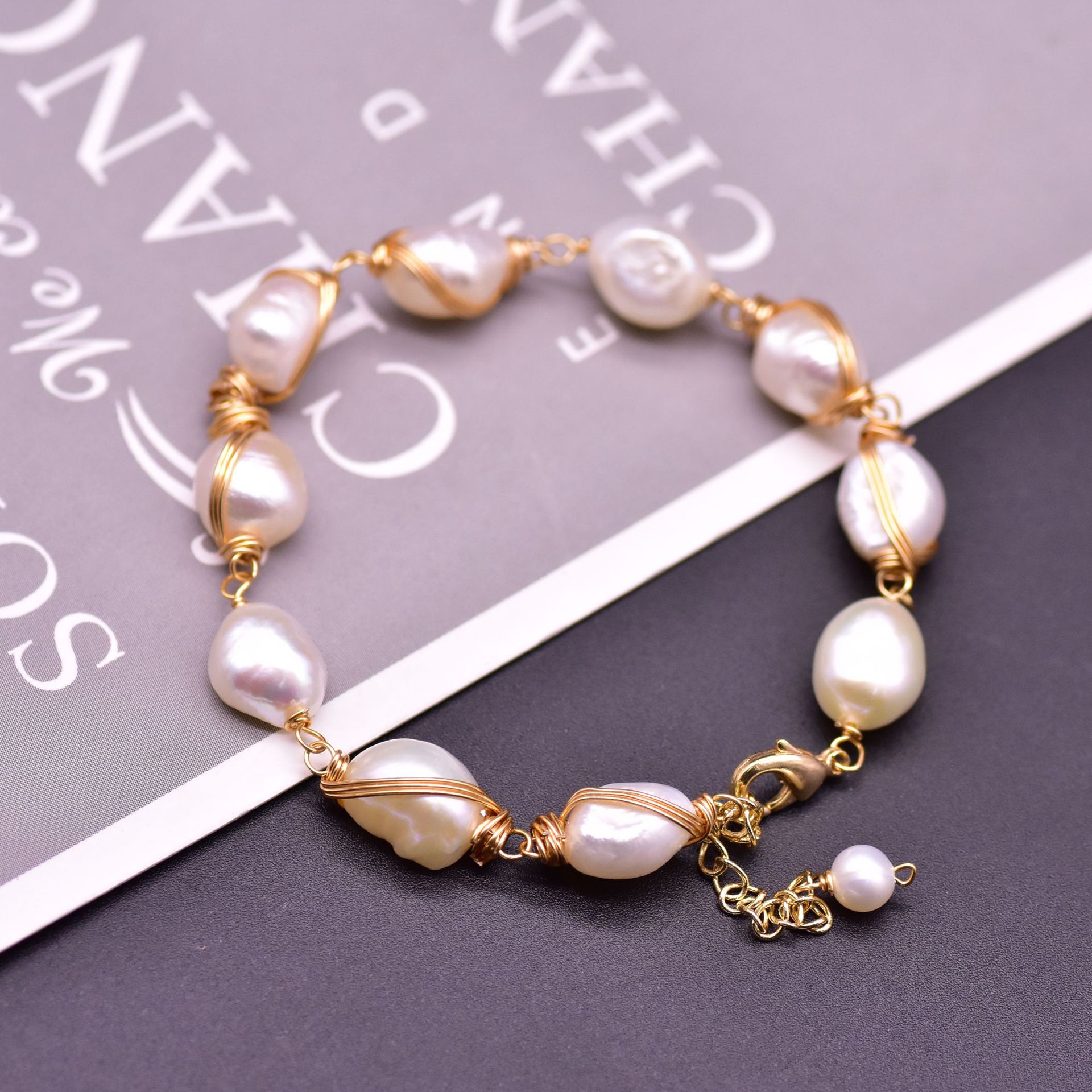 GB1007-16 Bracelet de perles baroques réglable