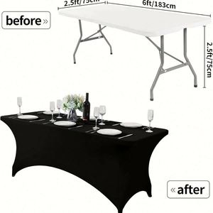 Mantel Elástico Lavable Rectangular para Mesa de Patio de 4, 6 y 8 Pies, Ideal para Eventos, Bodas y Banquetes - Product Image 3