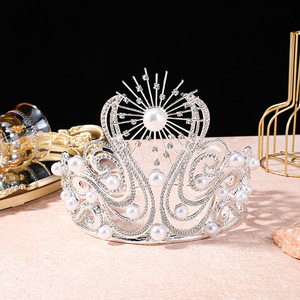 Corona de Lujo de Aleación con Pedrería Chapada en Oro para <span class=keywords><strong>Miss</strong></span> Universo, Tiaras y Coronas para Concursos, Bailes de Graduación, Bodas y Aniversarios - Product Image 3