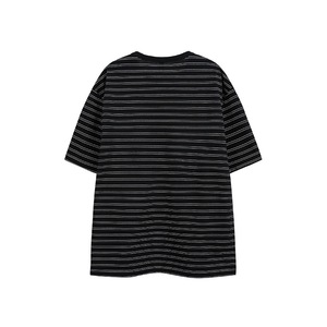 T-shirt in Cotone Personalizzata a Righe con Collo Rotondo e Ricamo, Manica Corta, Unisex, Estiva, Vestibilità Ampia - Product Image 5