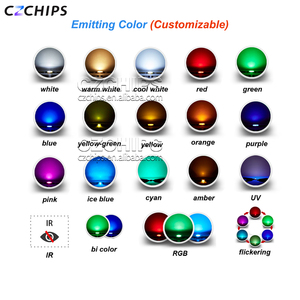 F8 F10 LED en línea Lámpara de alta potencia Grano Cabeza redonda Sombrero de paja con ojiva con emisión azul Pancolor de 0,5 W - Product Image 6