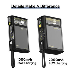 Banco de batería de teléfono Powerbank transparente 20000mAh carga rápida PD 65W banco de energía de carga portátil para computadora portátil tableta - Product Image 6