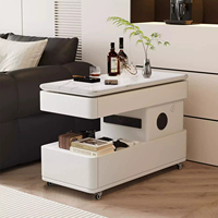 Table d'appoint mobile avec plateau relevable, meuble de rangement pour salon, organisateur de rangement, table de chevet avec roulettes