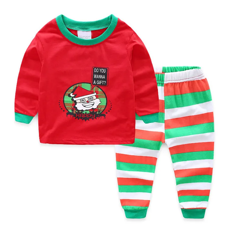 PSK119 Winter girls boys christmas pajamas sets toddler baby cotton outfit clothing kids Pyjamas