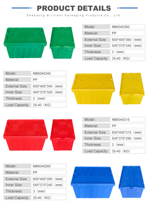 Tùy chỉnh khuôn Mẫu 720x450x320mm nhiệm vụ nặng nề doanh thu hộp lưu trữ Thùng nhựa di chuyển thùng Stackable Tote bin kèm theo nắp - Product Image 3