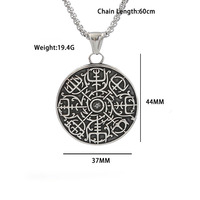 2024 personnalisé en gros Vintage garçons en acier inoxydable gothique nordique Viking bijoux boussole pendentif collier pour hommes