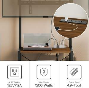 Meuble <span class=keywords><strong>TV</strong></span> moderne en bois sur <span class=keywords><strong>roulettes</strong></span> avec support et prise de courant pour téléviseurs jusqu'à 55 pouces, avec étagères de rangement à 3 niveaux - Product Image 2