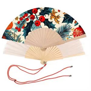 Custom Logo DIY Wooden Folding Hand Fan Eco-Friendly Portable Music Flower Promotion Painting Model Craft Souvenir Decoration - Product Image 1