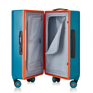 MGOB set koper perjalanan bagasi troli 4 roda PC tas troli koper berpergian keluarga naik bagasi untuk dewasa
