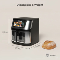 Friteuse à air électrique 10L/7L/8L en acier inoxydable avec écran couleur, grande capacité, écran tactile intelligent, multifonction, pour la maison