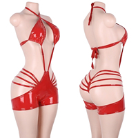 Vêtements de danse exotiques en cuir verni, shorts à lacets, bodys, sous-vêtements de pole dance, tenues de club de qualité pour service aux tables, costumes de scène