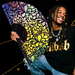 Ventilador de mano de tela de bambú con estampado de seda blanca para <span class=keywords><strong>novia</strong></span>, fiesta de boda, con mango de bambú barato, técnica pintada - Product Image 6