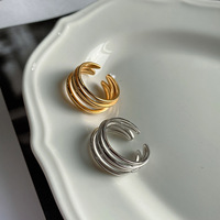 Vianrla minimalistischen 925 sterling silvler multilayer breiten ring gold silber überzogene wickeln ring