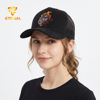 Op maat gemaakte borduurwerk handgestikte rode suède Oxford luipaard argyle/stippen fruit baseball cap 6 panel trucker cap