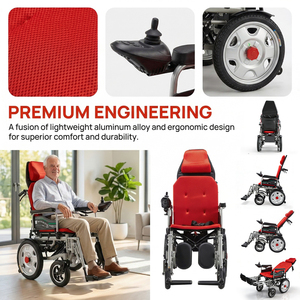 Fauteuil roulant électrique pliable en aluminium léger avec moteur sans balais et batterie au lithium pour personnes âgées handicapées - Certifié CE - Product Image 5