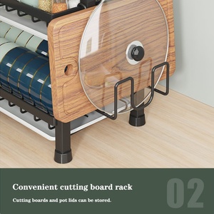 3. ड्रेन बोर्ड ट्रे रसोई काउंटरटॉप मेटल कटलरी धारक डिश डिलर सुखाने भंडारण आयोजक रसोई के लिए रैक - Product Image 6