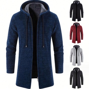 <span class=keywords><strong>Manteau</strong></span> d'hiver en peluche pour hommes avec capuche manches chaudes Cardigan épais grande taille veste décontractée <span class=keywords><strong>homme</strong></span> longue Parka vente en gros - Product Image 6